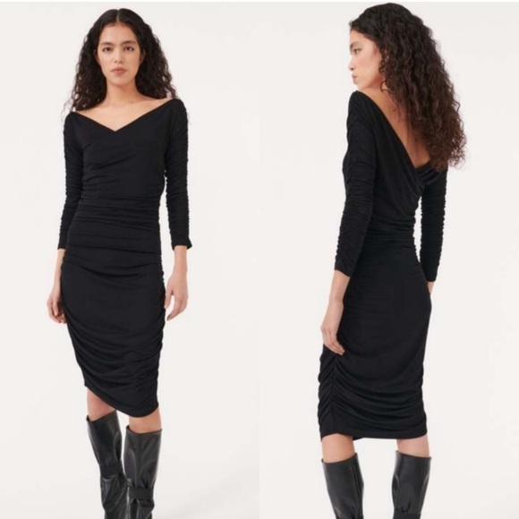 Baum Und Pferdgarten | Jelisa Black Off Shoulder Ruched Dress - Picture 1 of 5